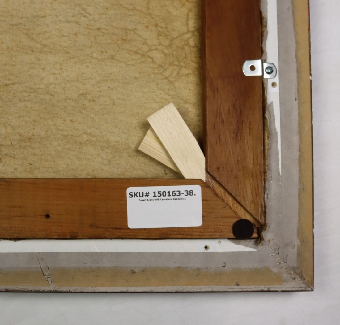 Artwork by Henry Carling, Desert Scene with Camel and Bedouins, Made of Oil On Canvas