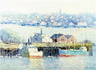 River Cityscape with Steamboats - Law Kwok Leung