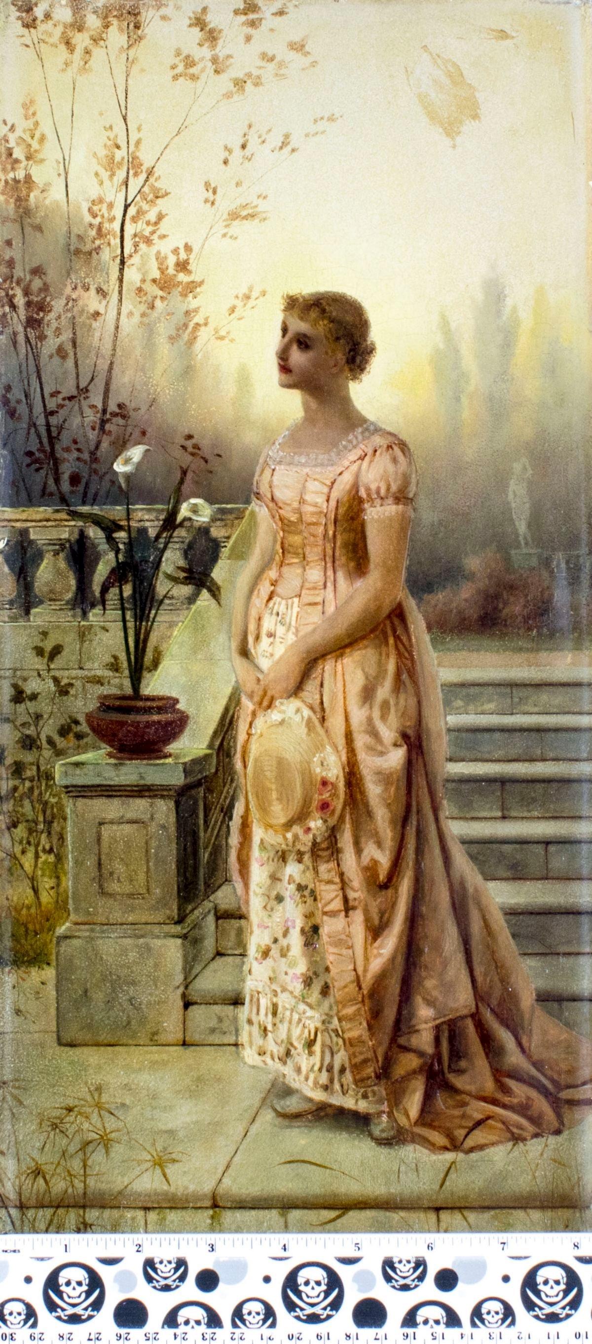 Artwork by Charles Frederick Lowcock, Lady with Hat, Made of Oil On Board