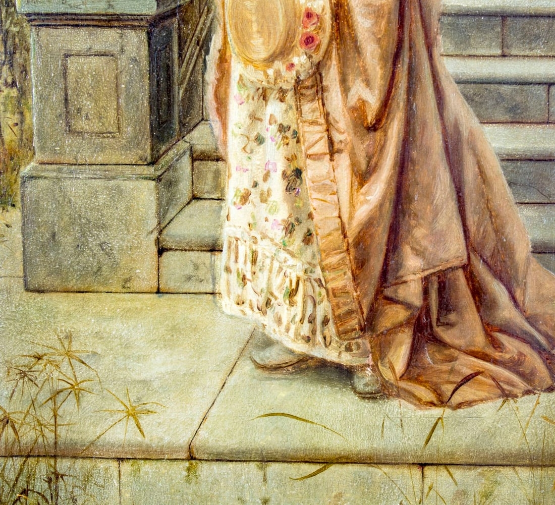 Artwork by Charles Frederick Lowcock, Lady with Hat, Made of Oil On Board