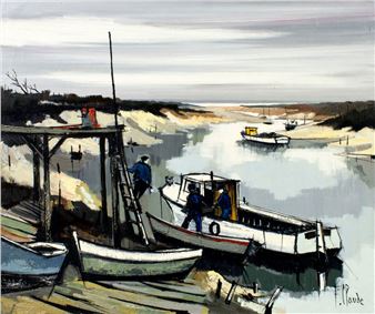 River Landscape with Boats - F. Claude