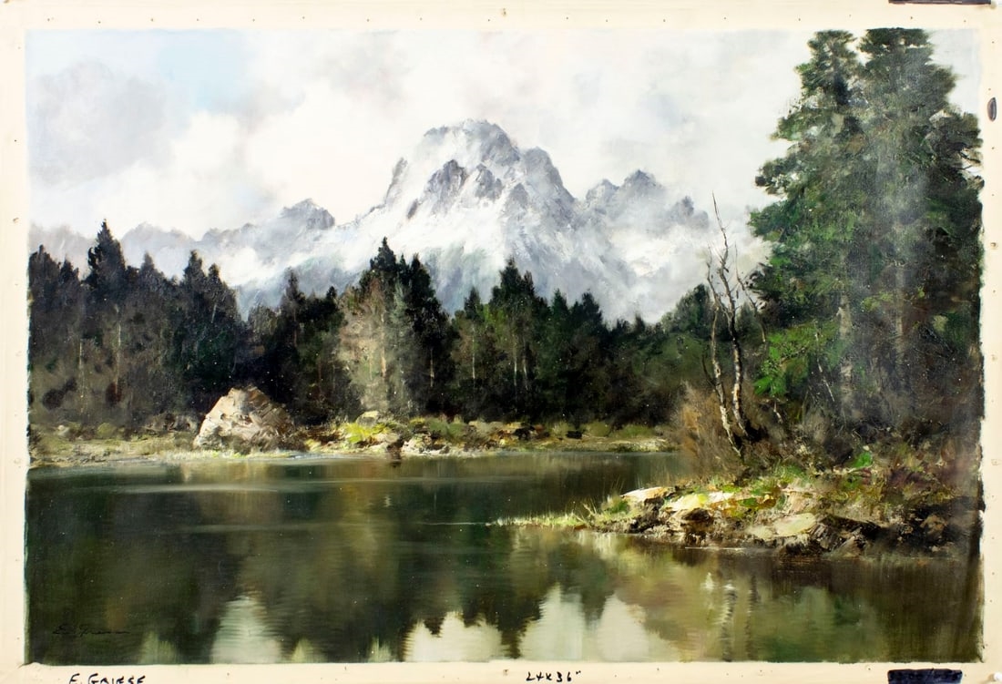 Artwork by Erich Griese, Alpine Lake Landscape, Made of Oil On Canvas