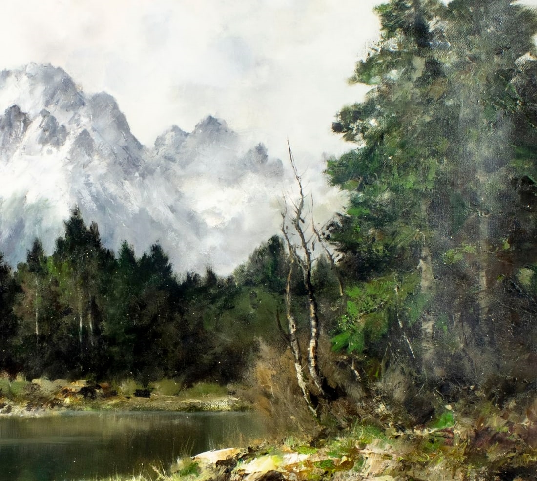 Artwork by Erich Griese, Alpine Lake Landscape, Made of Oil On Canvas