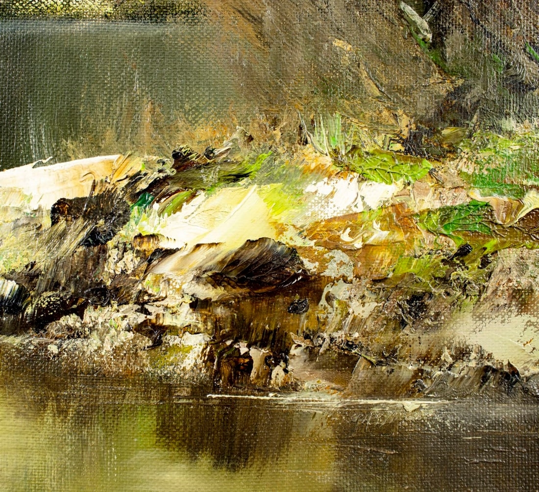 Artwork by Erich Griese, Alpine Lake Landscape, Made of Oil On Canvas