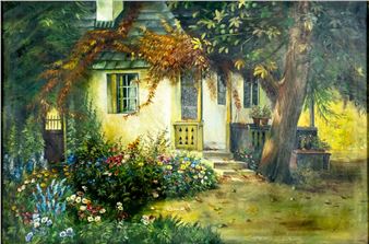 Autumn Landscape with Cottage - M. Carson Day