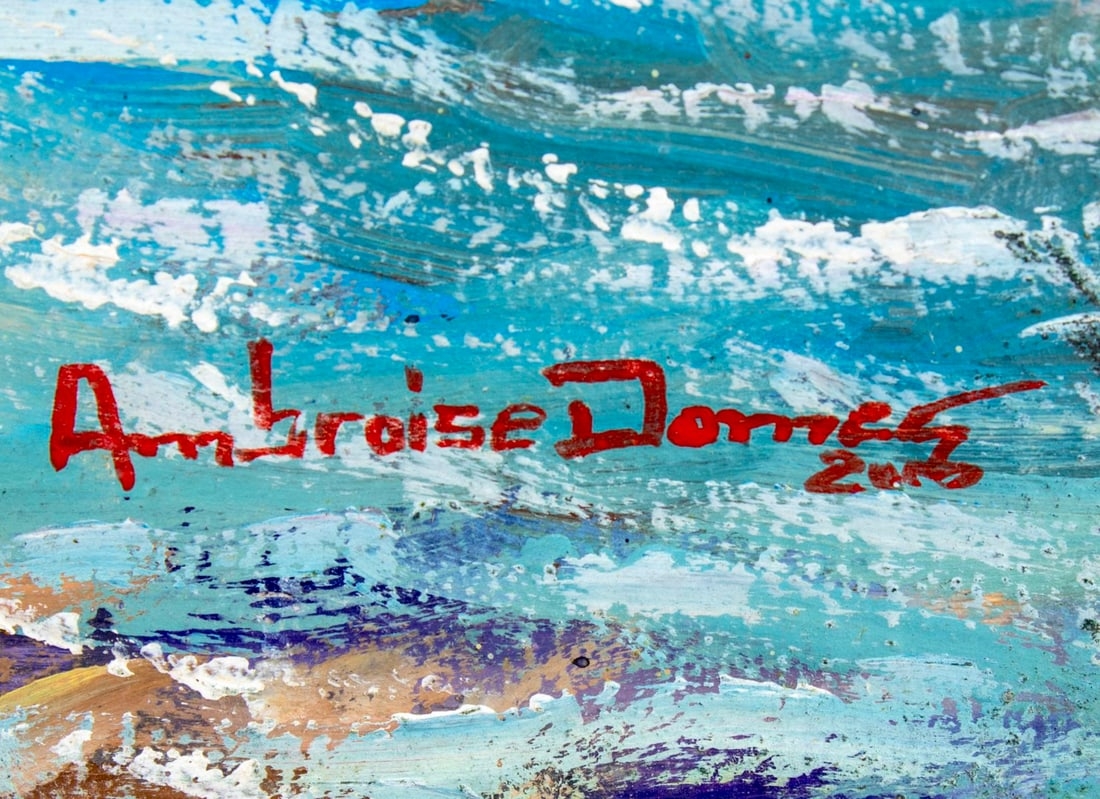 Artwork by Ambroise Domes, Haitian River Scene, Made of Oil On Canvas