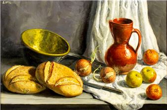 Still Life with Bread and Jug - Antonio Mesa