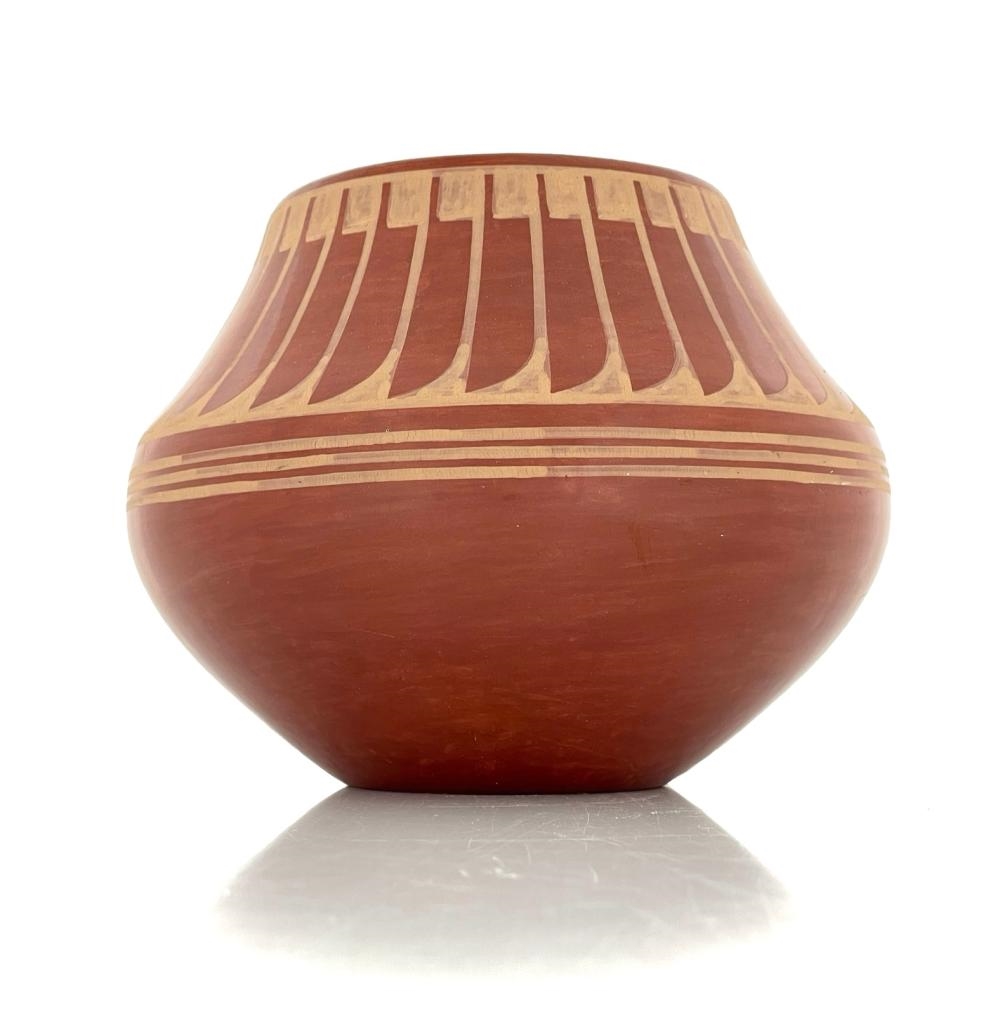 Artwork by Maria Montoya Martinez, Popovi Da, San Ildefonso Redware Pottery Jar, Made of Pottery, Ceramic