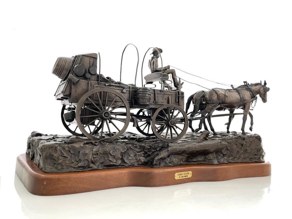 Artwork by John Harper, Cowboy Kitchen, Made of Bronze Sculpture