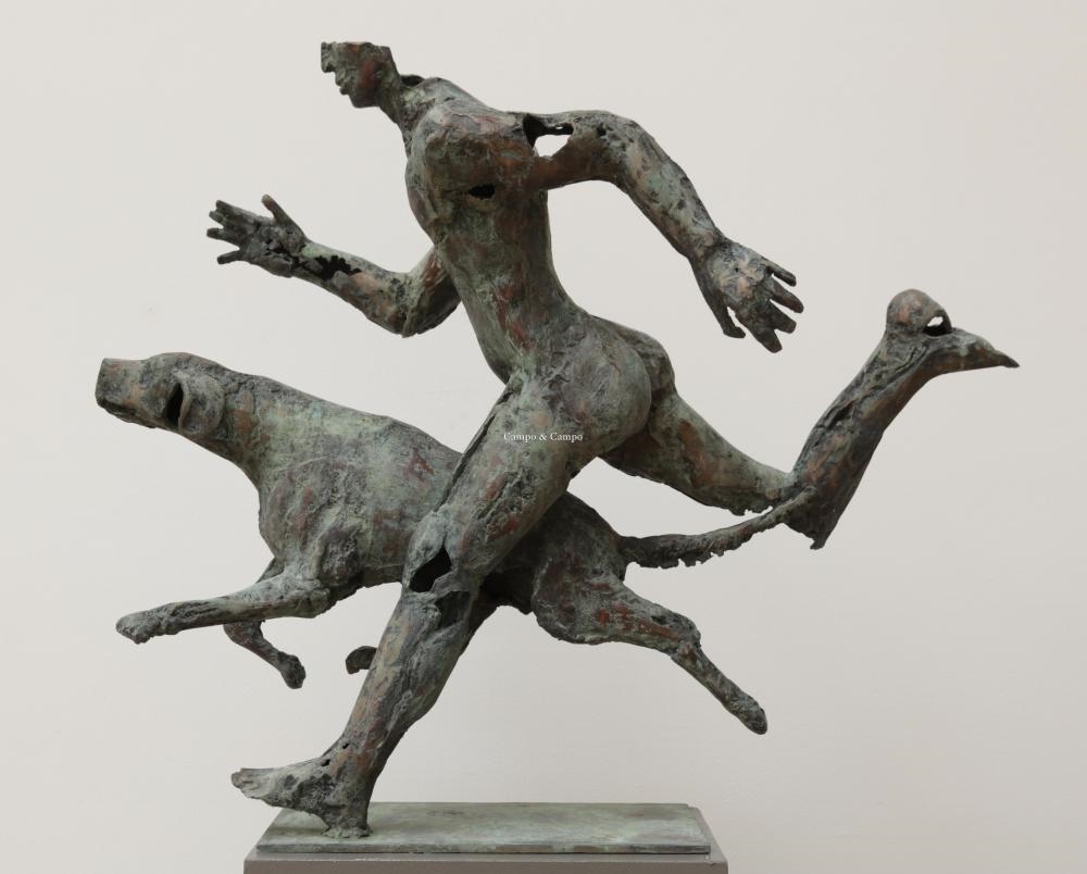 Artwork by Jan Desmarets, Op hol, Made of Bronze