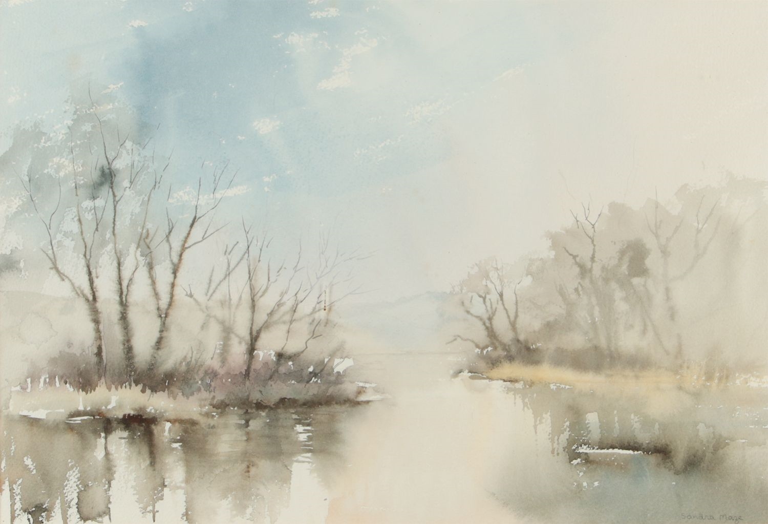 Artwork by Sandra Maze, JAMES BEACH RIVER QUOILE, Made of Watercolour Drawing