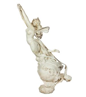 Art Nouveau White Marble Sculpture - Dante Zoi