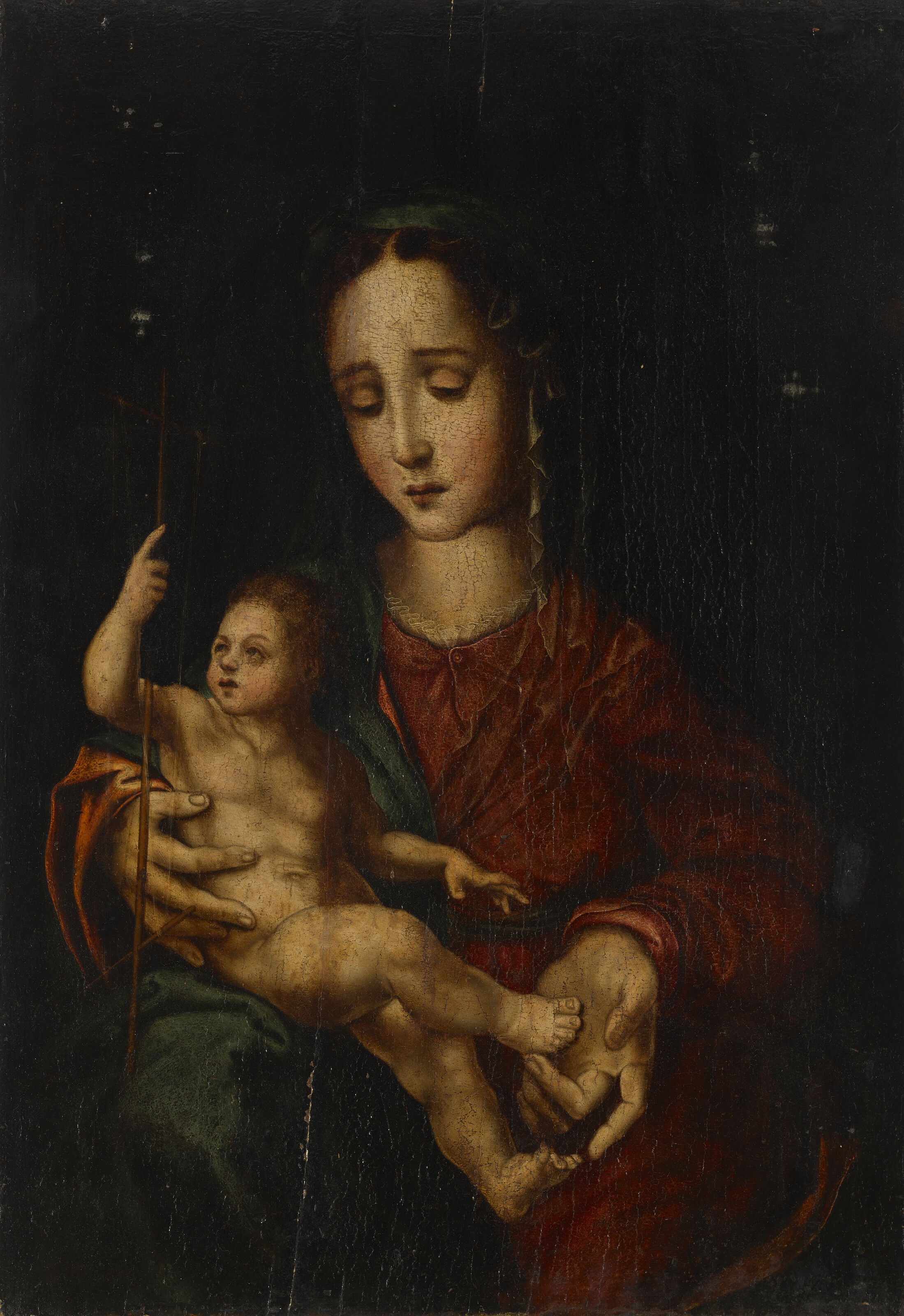Artwork by Luis de Morales, The Virgin and Child with a spindle, Made of oil on panel