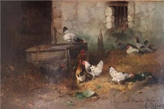 Chickens in the barnyard - Alexandre Defaux