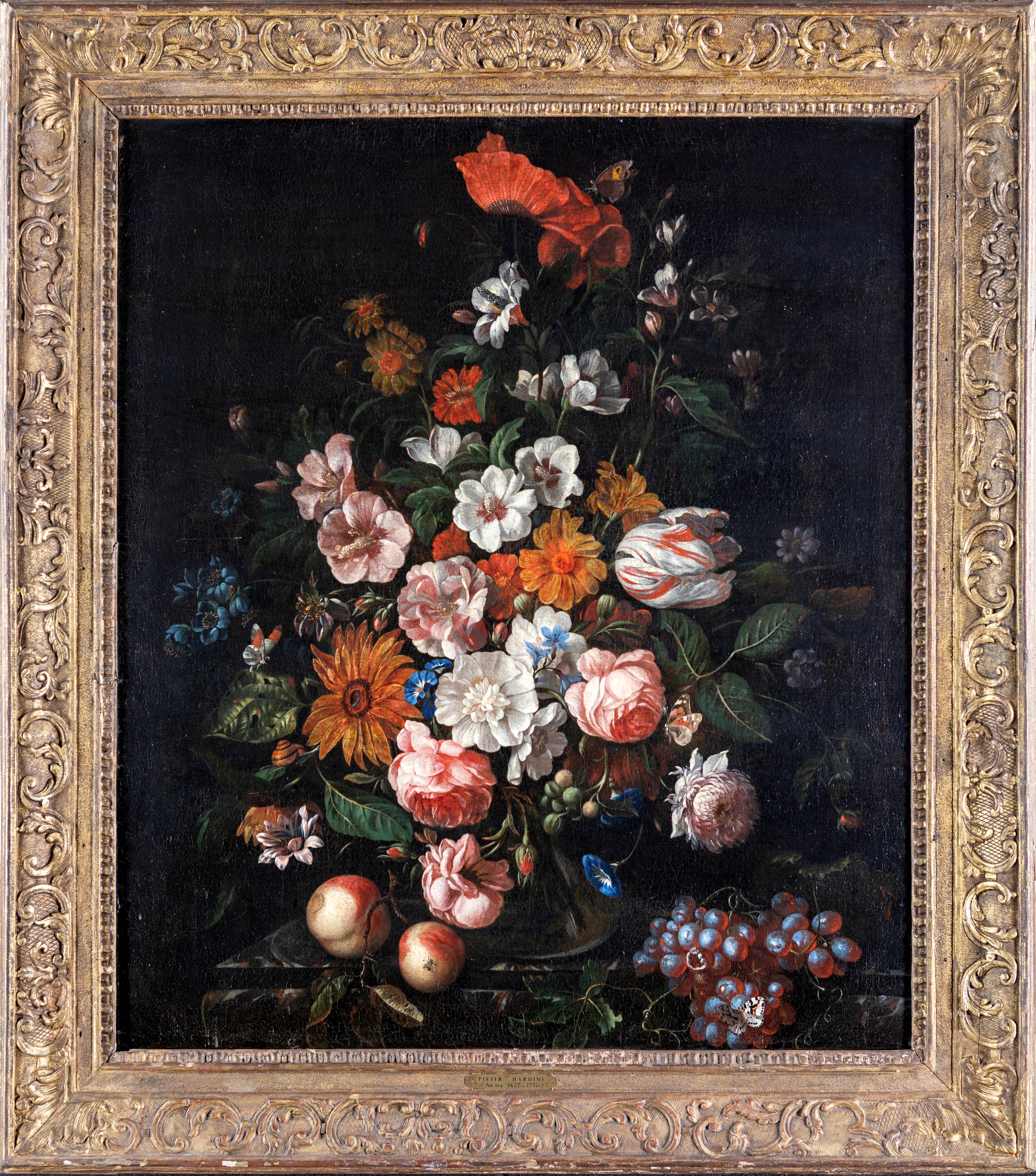 Artwork by Pieter Hardimé, Natura morta di fiori in un vaso di vetro, Made of oil on canvas