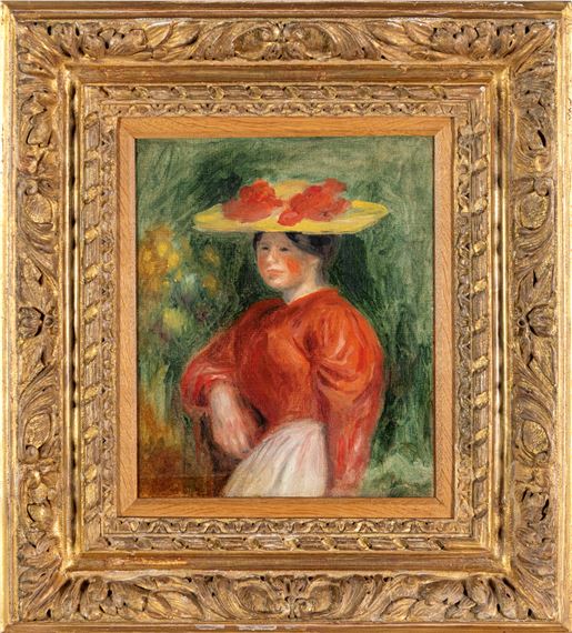Pierre-Auguste Renoir | Jeune femme au corsage rouge et au chapeau