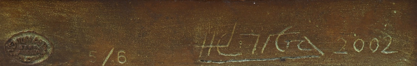 Artwork by José Herrera, SedÃ­cÃ­ Å¾enskÃ½ akt, Made of Bronz S HnäDou A Zelenou Patinou