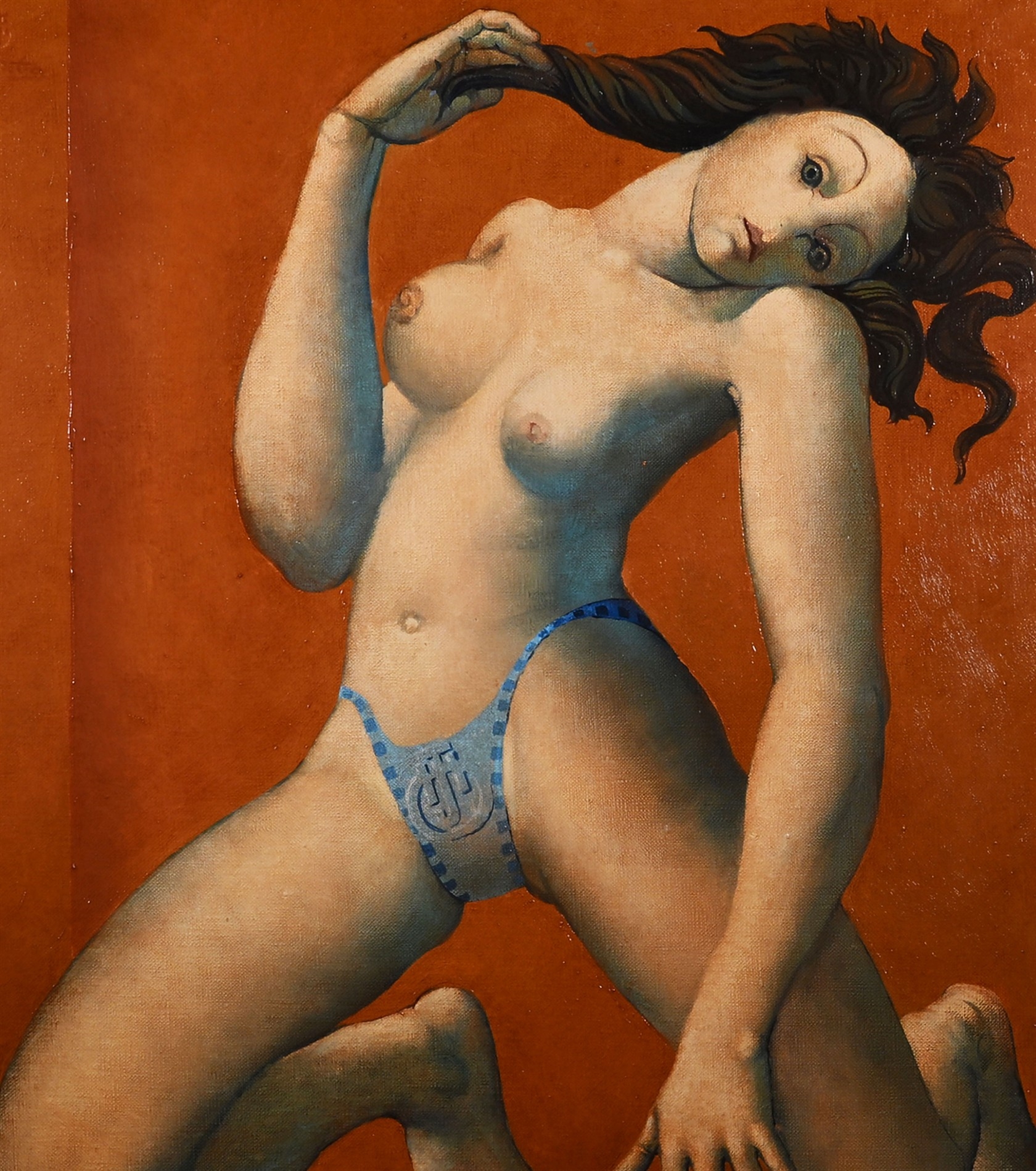 Artwork by José Herrera, Le Maillot de bain au monogramme, Made of oil on canvas