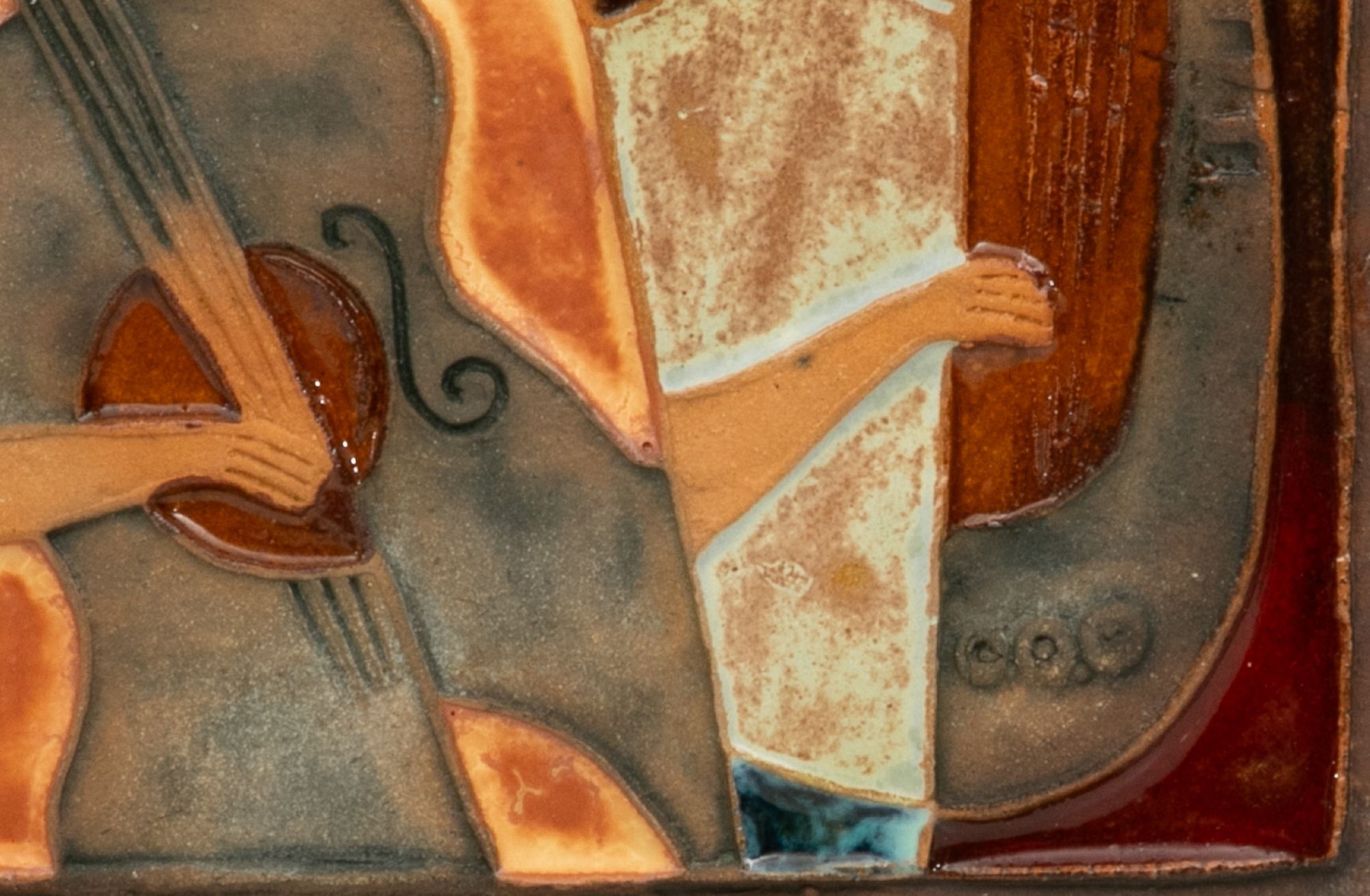 Artwork by J. Ruth, Three Figures, Made of Mixed Media With Tile