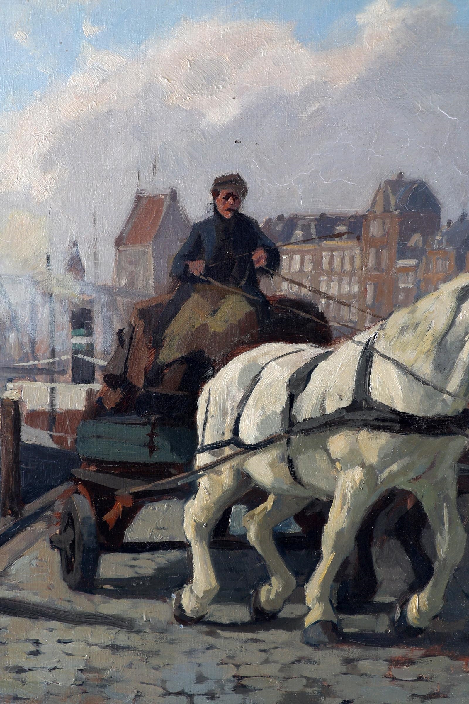 Gijsbertus Johannes van Overbeek | Paard en wagen op Rotterdamse kade ...