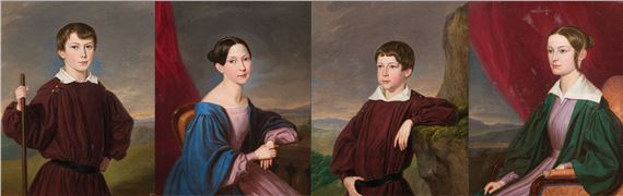 Four Portraits of Children from the Troll Family: Lina von Troll (1827-1852), (Josef Karl) Eduard Ritter von Troll (1834-1865), Otto Ritter von Troll (d. 1865), Betty (Barbara) von Troll by Johann Manschgo, 1842