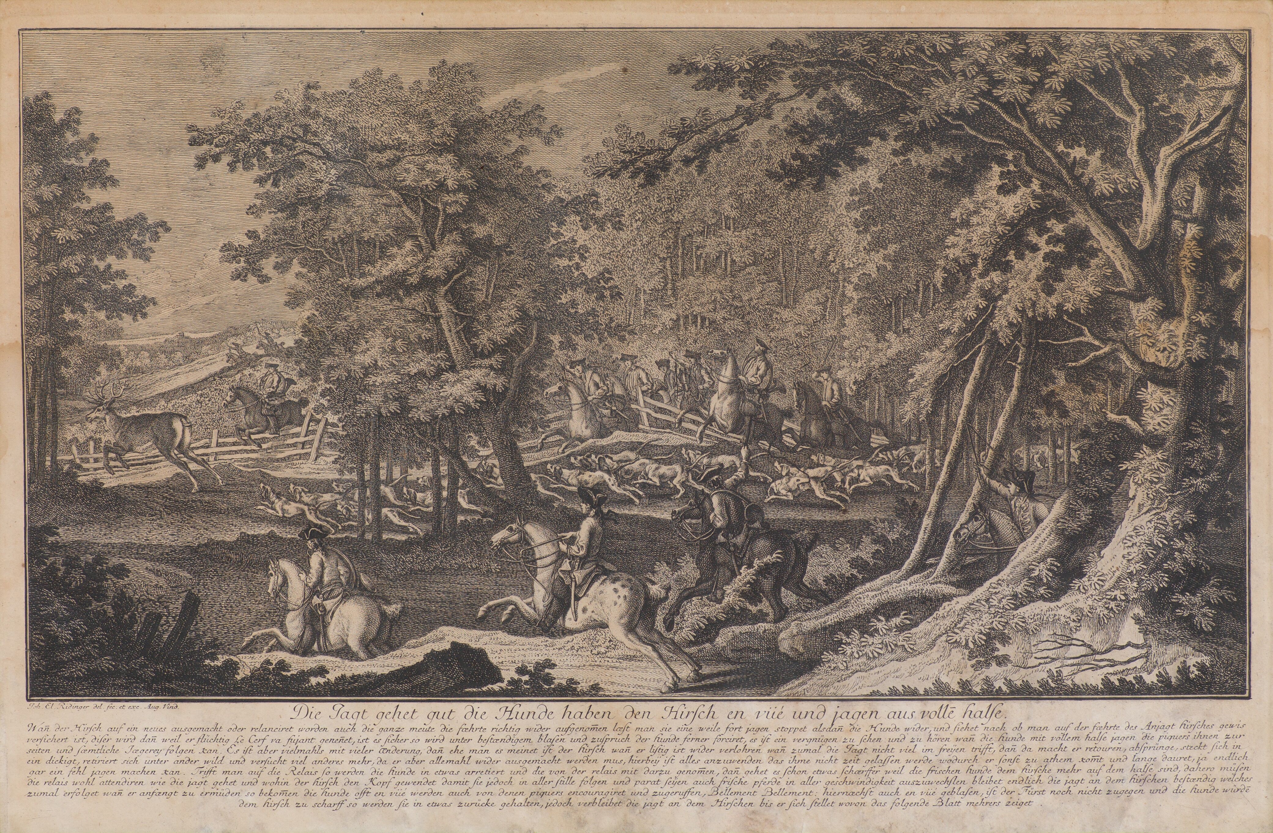 A triptych of classical etchings depicting pastoral scenes with figures, animals, and trees.