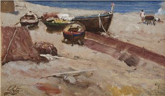 Boats on the beach - Antonino Leto