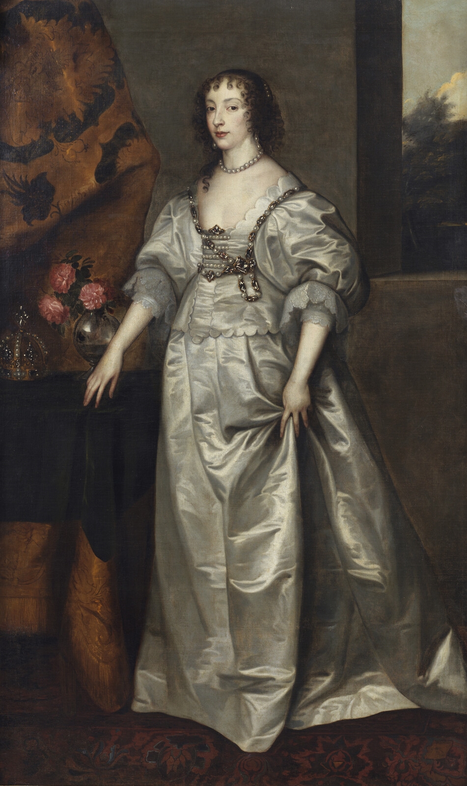 Artwork by Anthony van Dyck, Portrait of the Queen Henrietta Maria, Made of Oil On Canvas