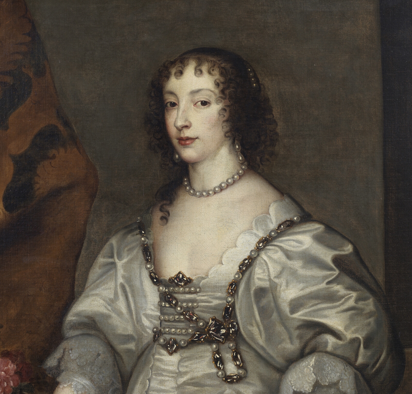 Artwork by Anthony van Dyck, Portrait of the Queen Henrietta Maria, Made of Oil On Canvas