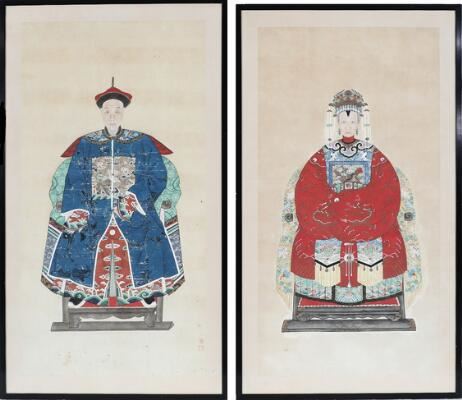 A mandarin couple by Chinese School, 19th Century, late 19th century