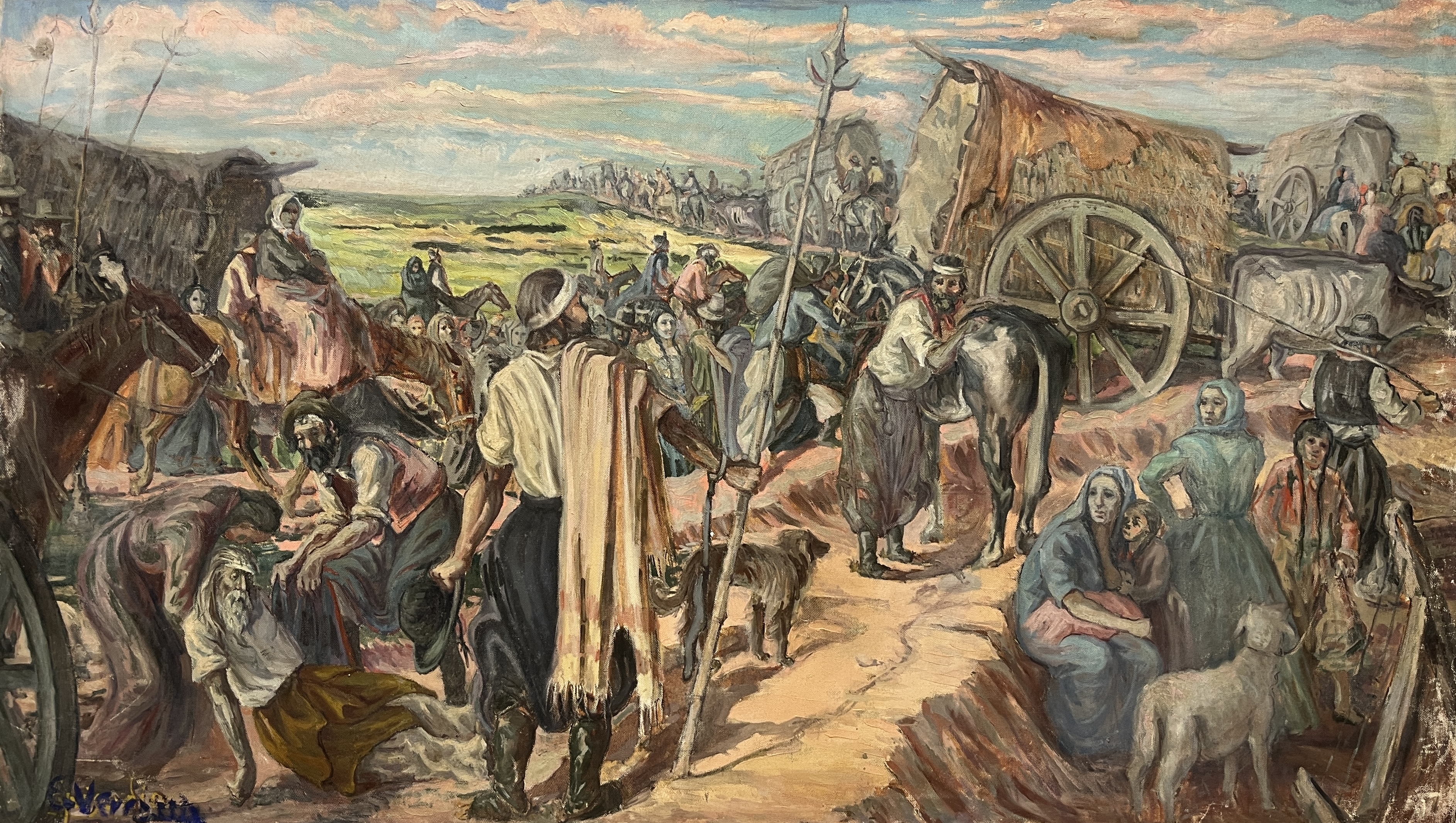 Artwork by Eduardo Vernazza, El Exodo, Made of oil on canvas