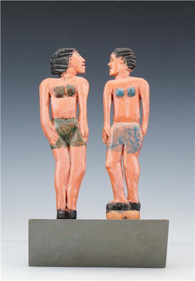Untitled (Two Figures by Elijah Pierce, 1981