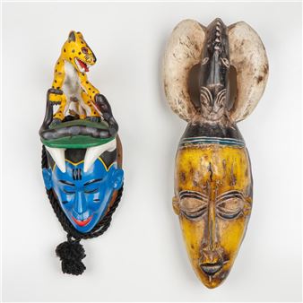 2 African Guro Dance Masks, Ivory Coast - Guro Kamiguchi