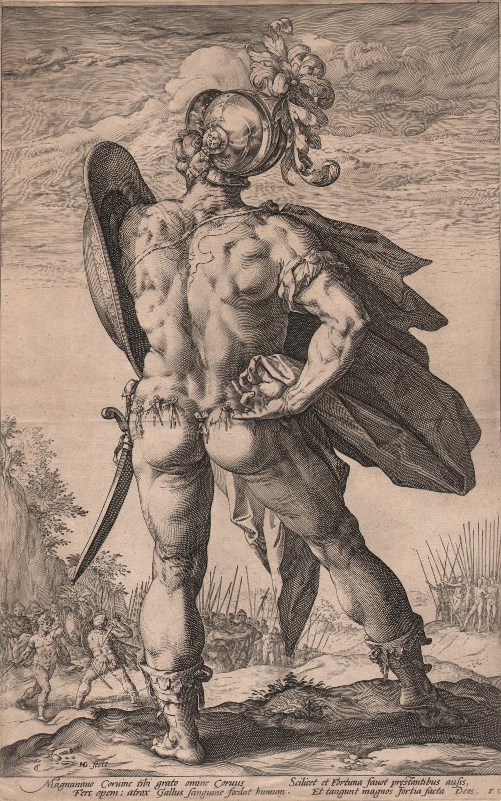 Artwork by Hendrick Goltzius, Marcus Valerius Corvus, Made of Engraving