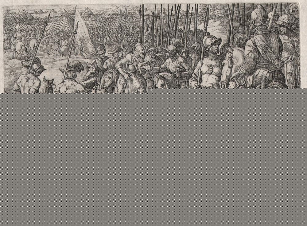 Artwork by Hendrick Goltzius, Giov.i de Medici - Swiss Mercenaries, Made of Engraving