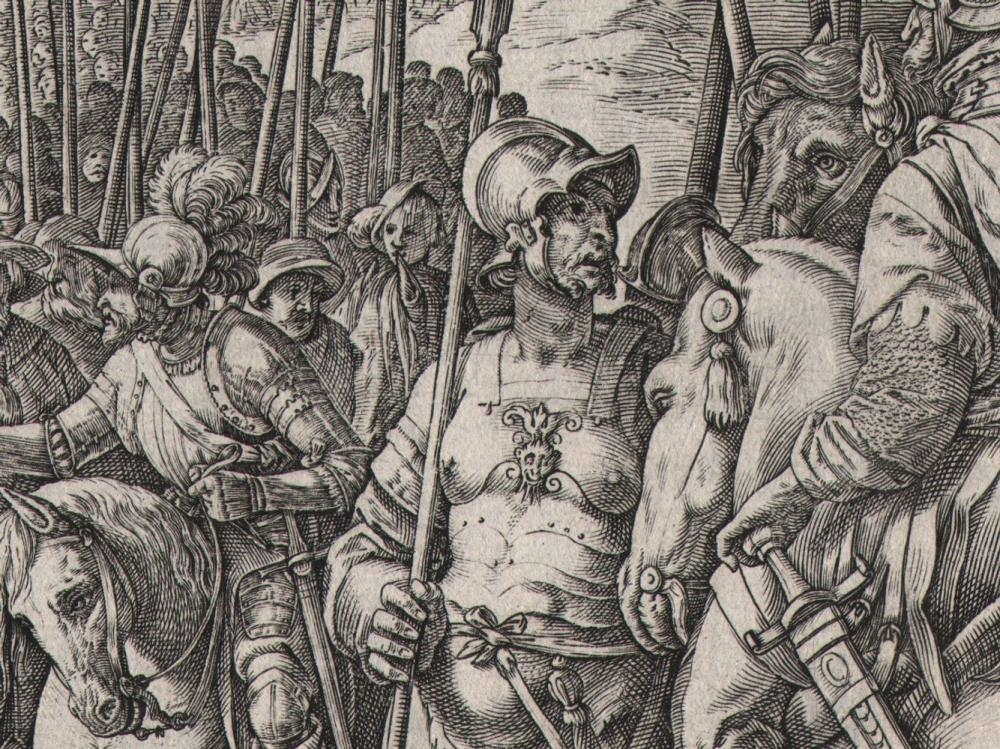 Artwork by Hendrick Goltzius, Giov.i de Medici - Swiss Mercenaries, Made of Engraving
