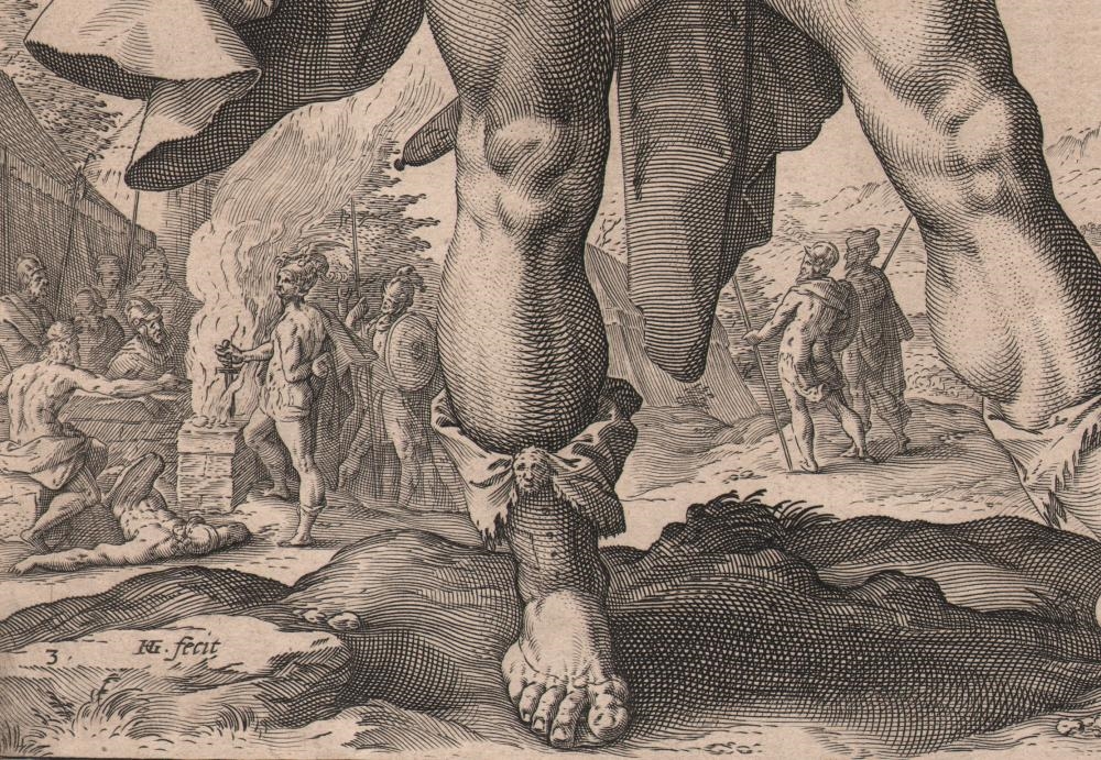 Artwork by Hendrick Goltzius, Mucius Scaevola, Made of Engraving