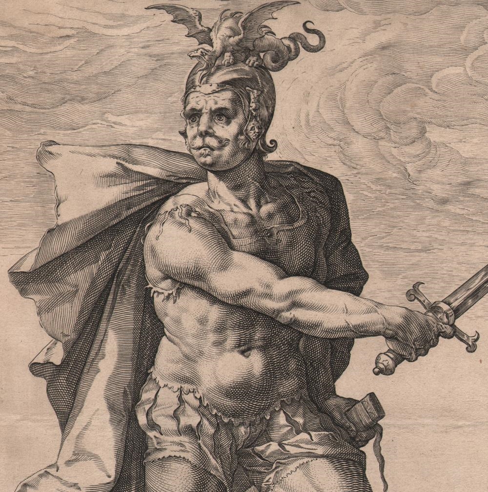 Artwork by Hendrick Goltzius, Mucius Scaevola, Made of Engraving