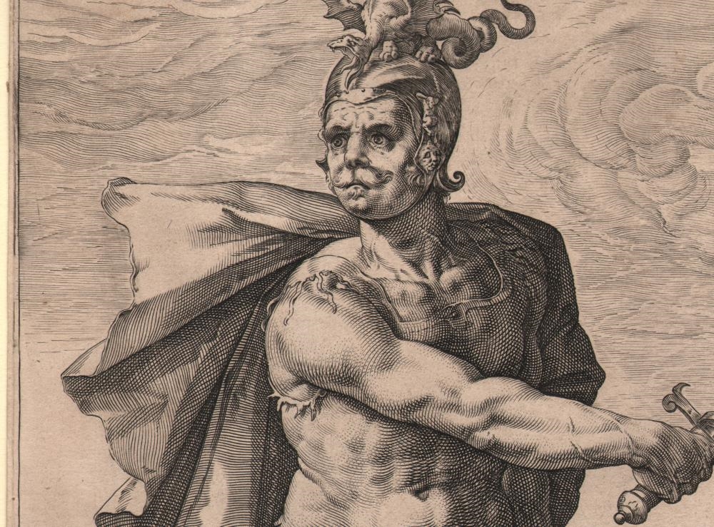 Artwork by Hendrick Goltzius, Mucius Scaevola, Made of Engraving