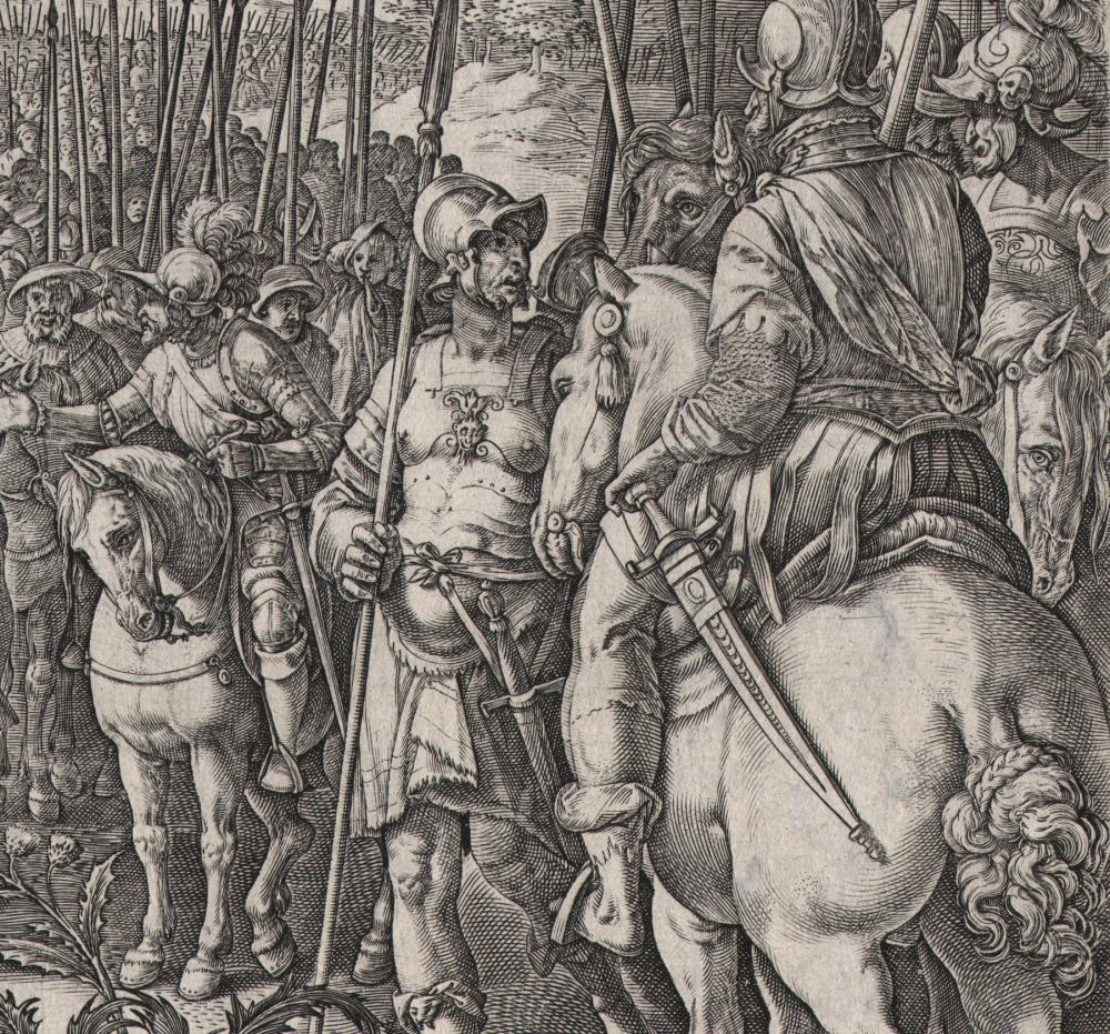 Artwork by Hendrick Goltzius, Giov.i de Medici - Swiss Mercenaries, Made of Engraving