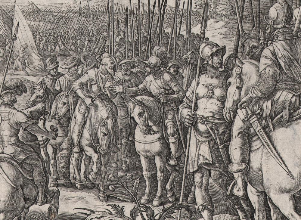 Artwork by Hendrick Goltzius, Giov.i de Medici - Swiss Mercenaries, Made of Engraving