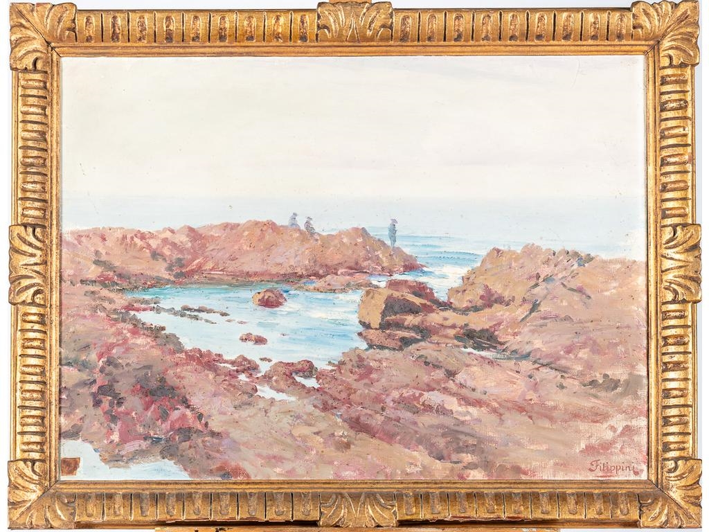 Artwork by Francesco Filippini, Bord de côte rocheuse, Made of oil on canvas