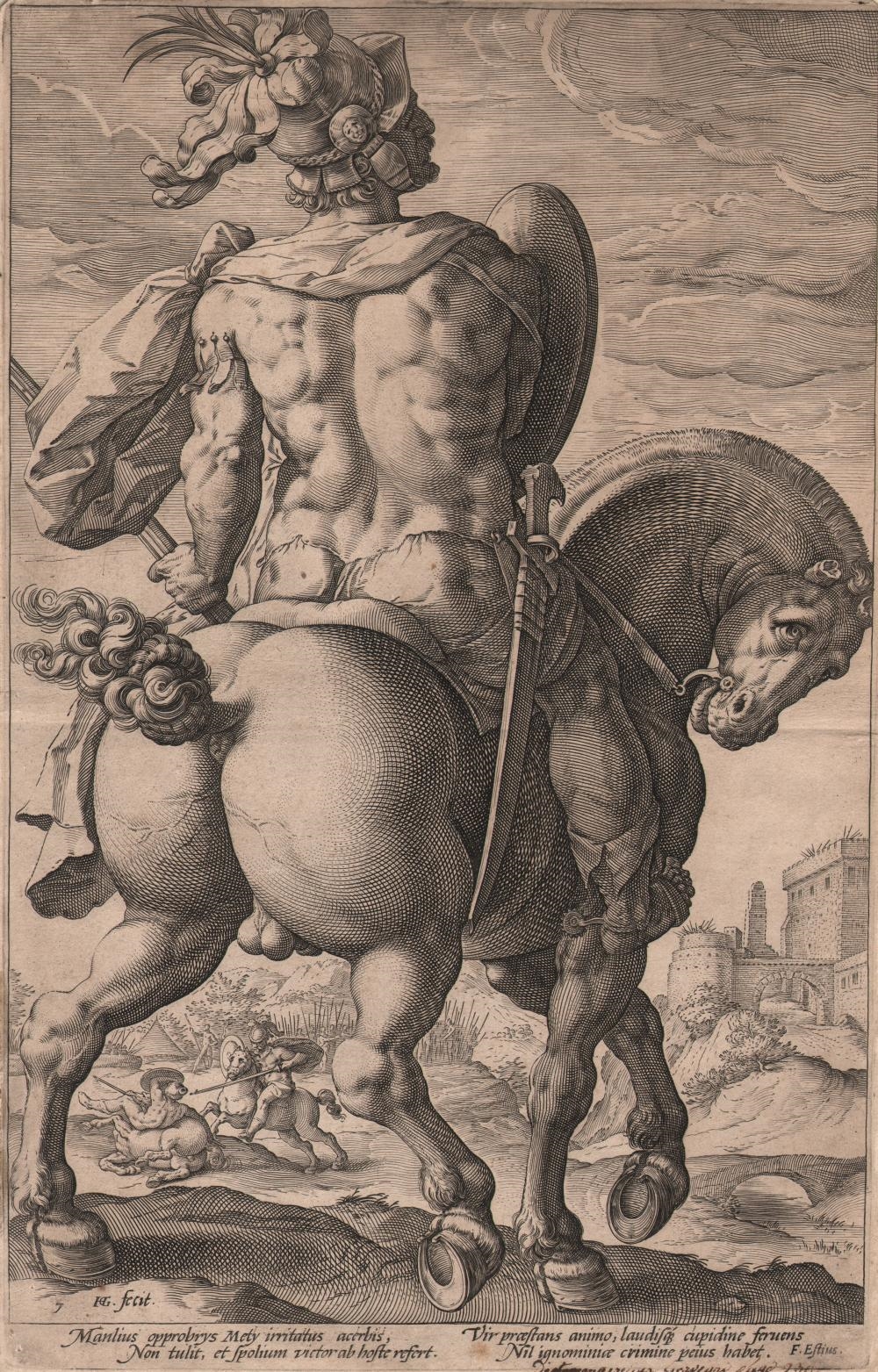 Artwork by Hendrick Goltzius, Titus Manlius, Made of Engraving