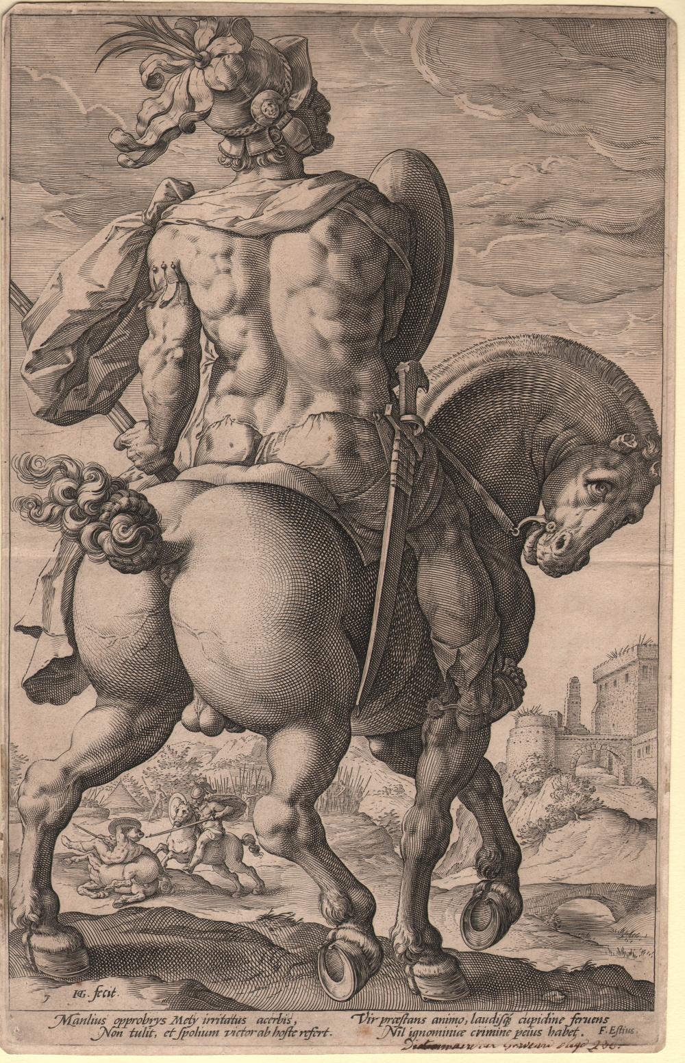 Artwork by Hendrick Goltzius, Titus Manlius, Made of Engraving