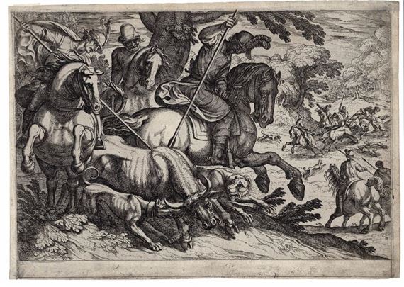 Hunt on the bull by Antonio Tempesta, 1609