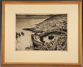 The harbour at Mousehole, Cornwall - Dame Laura Knight