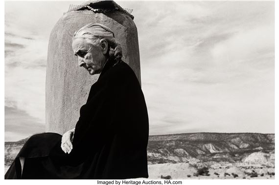 Georgia O'Keeffe on Roof, Ghost Ranch, New Mexico - John Loengard