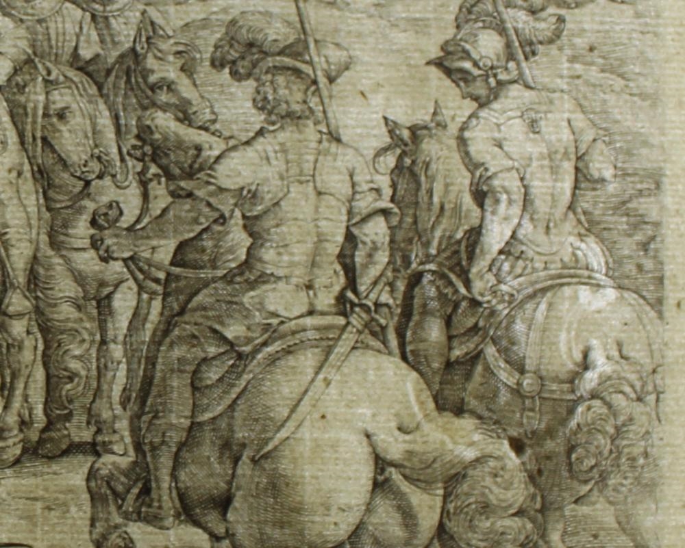 Artwork by Hendrick Goltzius, Giov.i de Medici - Swiss Mercenaries, Made of Engraving