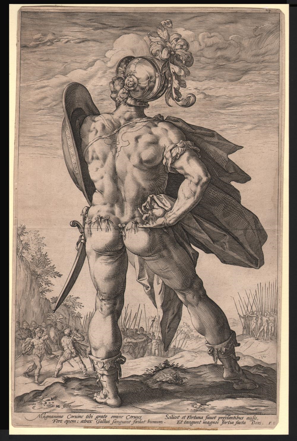 Artwork by Hendrick Goltzius, Marcus Valerius Corvus, Made of Engraving