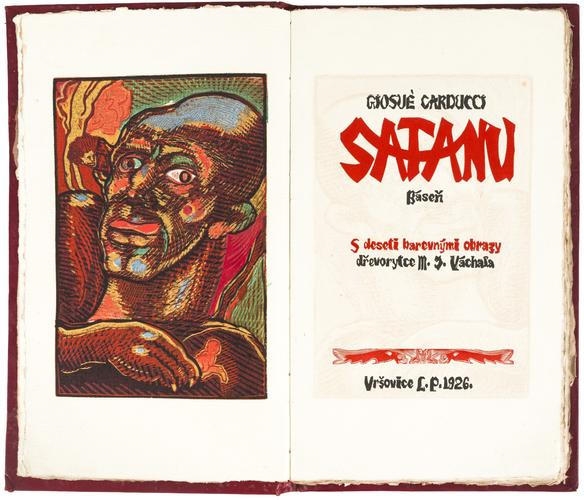 Artwork by Josef Váchal, Giosuè Carducci: Satanu, Made of Wooden sculpture